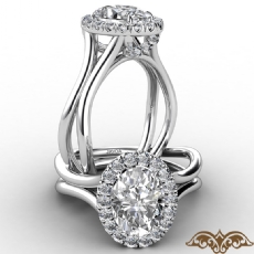 French U Cut Pave Crown halo diamond  18k Gold White