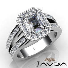 Double Prong Halo Sidestone diamond Ring Platinum 950