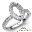 Halo Pave Set Diamond Engagement Platinum 950 Marquise Semi Mount Ring 0.5Ct - javda.com 