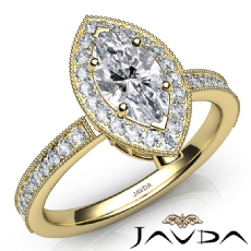 Milgrain Halo Bezel Accent diamond Ring 18k Gold Yellow