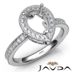Halo Pave Set Diamond Engagement Platinum 950 Pear Semi Mount Ring 0.5Ct - javda.com 