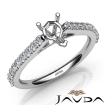 Double Prong Set Diamond Engagement Heart Semi Mount Ring 14k White Gold 0.3Ct - javda.com 