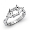 3 Stone Side Heart Diamond Engagement Ring Princess Semi Mount 18k White Gold 0.82Ct - javda.com 