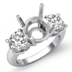 Round Diamond 3 Stone Engagement Ring Platinum 950 Semi Mount 1.5Ct - javda.com 