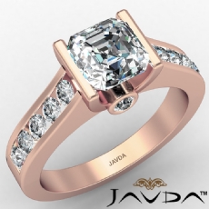 Channel Set Shank Bezel Accent diamond Ring 18k Rose Gold