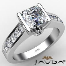 Channel Set Shank Bezel Accent diamond Ring 14k Gold White