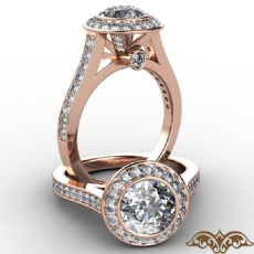 Accent Bezel Halo Micro Pave diamond Ring 14k Rose Gold