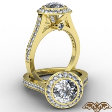 Accent Bezel Halo Micro Pave diamond Ring 18k Gold Yellow