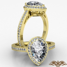Halo Pave Set Filigree Design diamond Ring 18k Gold Yellow