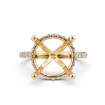 Cathedral Round Halo French U Pave Diamond Engagement Ring 14k Yellow Gold 0.55Ct - javda.com 