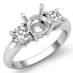 Round Diamond 3 Stone Semi Mount Engagement Ring Platinum 950 0.5Ct - javda.com 