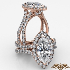 Cathedral Halo French Pave diamond Ring 14k Rose Gold