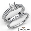 Diamond Engagement Ring Princess Semi Mount U Cut Bridal Set Platinum 950 0.8Ct - javda.com 