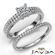Duet Shank French Bridal Set diamond Ring 18k Gold White