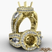 3 Stone Round Diamond Vintage style Engagement Halo Ring Set 14k Yellow Gold Semi-Mount 1.85Ct - javda.com 