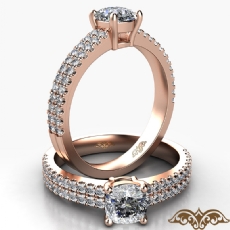 French U Pave 2 Row Shank diamond Ring 18k Rose Gold