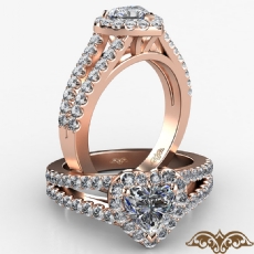 Halo Split Shank French U Pave diamond Ring 18k Rose Gold