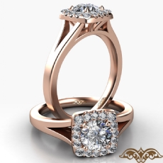 Halo Cathedral Split Shank diamond Ring 14k Rose Gold