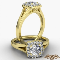 Halo Cathedral Split Shank diamond Ring 18k Gold Yellow