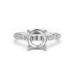 French V Pave Round Diamond Semi Mount Engagement Ring 14k White Gold 0.5Ct - javda.com 