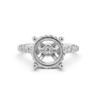 French U Hidden Halo Diamond Oval Semi Mount Engagement Ring 14k White Gold 0.52Ct - javda.com 