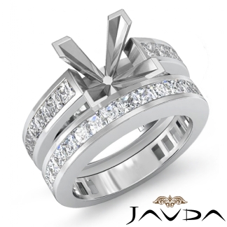 3.25Ct Diamond 14k Gold White Wedding Semi Mount Ring Princess Bridal Setting
