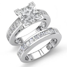 Channel Shank Bridal Set diamond Ring 18k Gold White