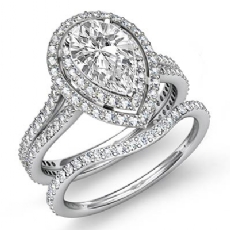 Gala Halo Pave Bridal Set diamond Ring Platinum 950