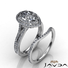 Gala Halo Pave Bridal Set diamond Ring Platinum 950