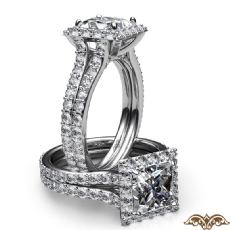Split Shank Halo Micropave Set diamond Ring 18k Gold White