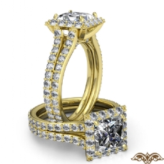 Split Shank Halo Micropave Set diamond Ring 18k Gold Yellow