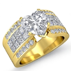 Invisible Set 4 Prong Peg Head diamond Ring 14k Gold Yellow