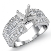 Round & Princess Diamond Engagement Invisible Semi Mount Ring Platinum 950 2.28Ct - javda.com 