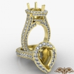 Pear Semi Mount Halo Pave Setting Diamond Engagement Ring 14k Yellow Gold 2.1Ct - javda.com 