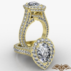 Petite Pave Set Circa Halo diamond Ring 14k Gold Yellow