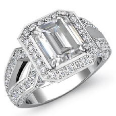 Split Shank Halo Pave Set diamond Ring 18k Gold White