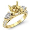 Pear Round Diamond 3 Stone Engagement Ring Semi Mount Setting 18k Yellow Gold 1.26Ct - javda.com 