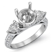 Pear Round Diamond 3 Stone Engagement Ring Semi Mount Setting 14k White Gold 1.21Ct - javda.com 
