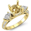 Pear Round Diamond 3 Stone Engagement Ring Semi Mount Setting 14k Gold Yellow 1.21Ct