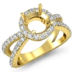 Diamond Engagement SemiMount Ring Split Shank 14k Yellow Gold Halo Setting 0.75Ct - javda.com 