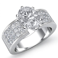 Classic Side Stone 4 Prong diamond Ring Platinum 950