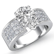 Classic Side Stone 4 Prong diamond Ring Platinum 950