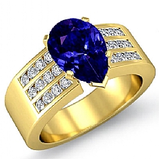 Channel Set Sidestone diamond Ring 14k Gold Yellow