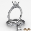 Diamond Engagement Pave Setting 18k White Gold Emerald Semi Mount Ring 0.55Ct - javda.com 