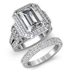 Antique Halo Pave Bridal diamond Ring 18k Gold White