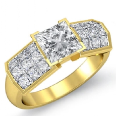 Invisible 4 Prong Setting diamond Ring 14k Gold Yellow