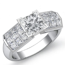 Invisible 4 Prong Setting diamond Ring 18k Gold White