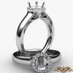 Halo Pave Setting Round Diamond Engagement Semi Mount Ring 18k White Gold 0.2Ct - javda.com 