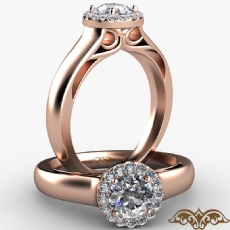 Wide Band Cathedral Halo diamond Ring 18k Rose Gold