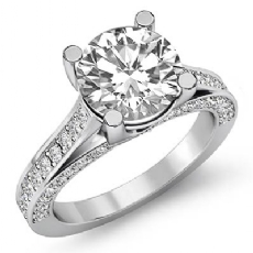 Classic Trellis Sidestone diamond Ring 14k Gold White